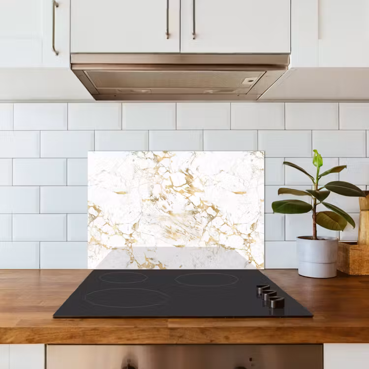 Kitchen splashback for hob - White - Marble - Luxury - Gold — 3