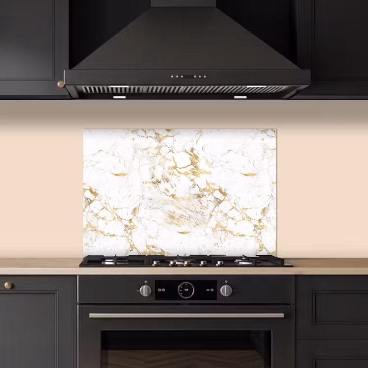 Kitchen splashback for hob - White - Marble - Luxury - Gold — 5