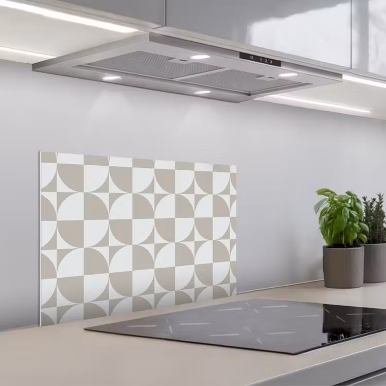 Kitchen splashback for hob - Light gray - White - Square - Round — 1
