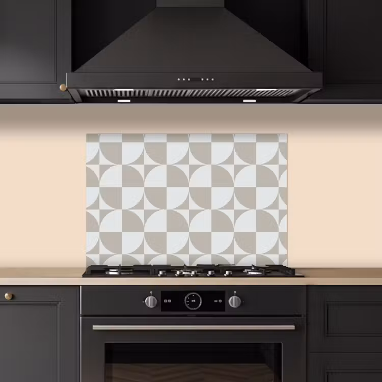 Kitchen splashback for hob - Light gray - White - Square - Round — 5