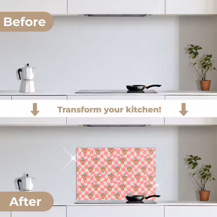 Kitchen splashback for hob - Pink - Retro - Patterned - Blocked — 7