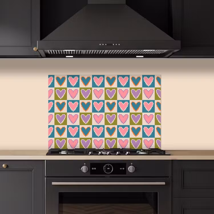 Kitchen splashback for hob - Retro - Colors - Pattern - Hearts — 5