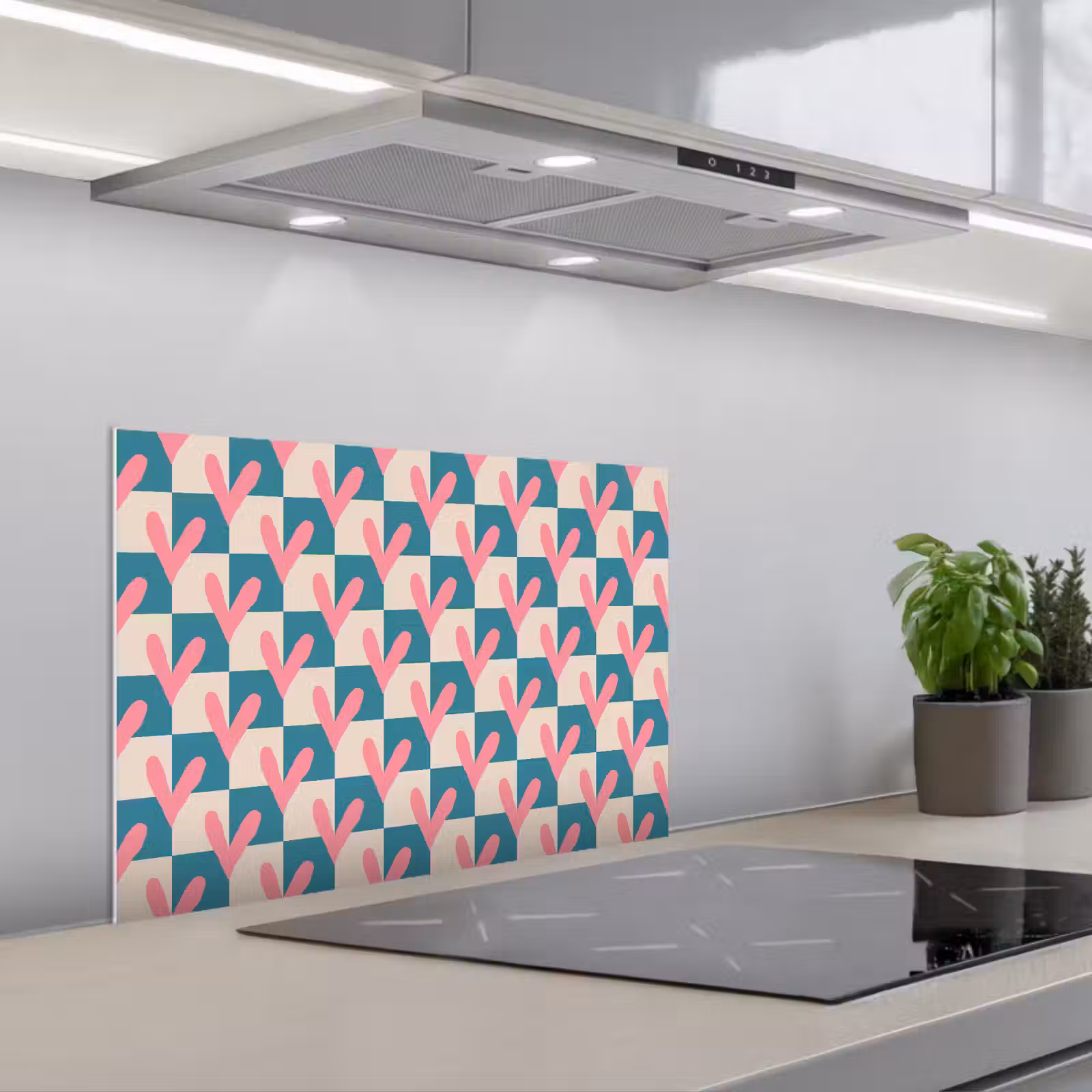 Kitchen splashback for hob - Planes - Hearts - Pattern - Retro — 1