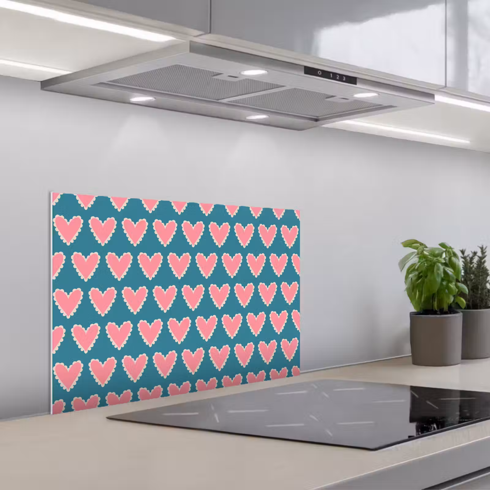 Kitchen splashback for hob - Retro - Hearts - Pattern — 1