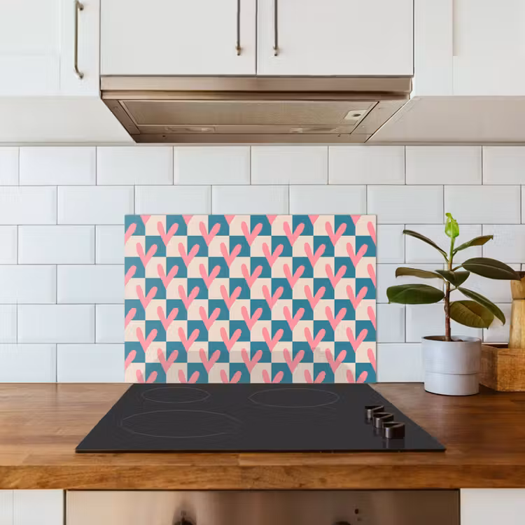 Kitchen splashback for hob - Planes - Hearts - Pattern - Retro — 3