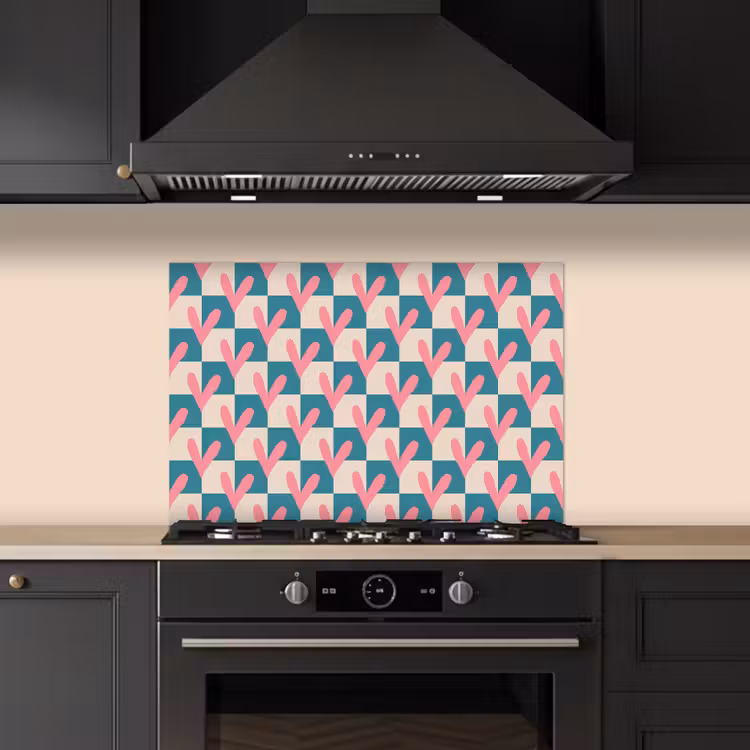 Kitchen splashback for hob - Planes - Hearts - Pattern - Retro — 5