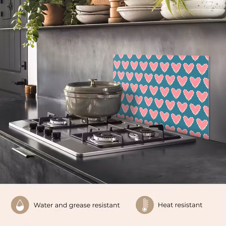 Kitchen splashback for hob - Retro - Hearts - Pattern — 2