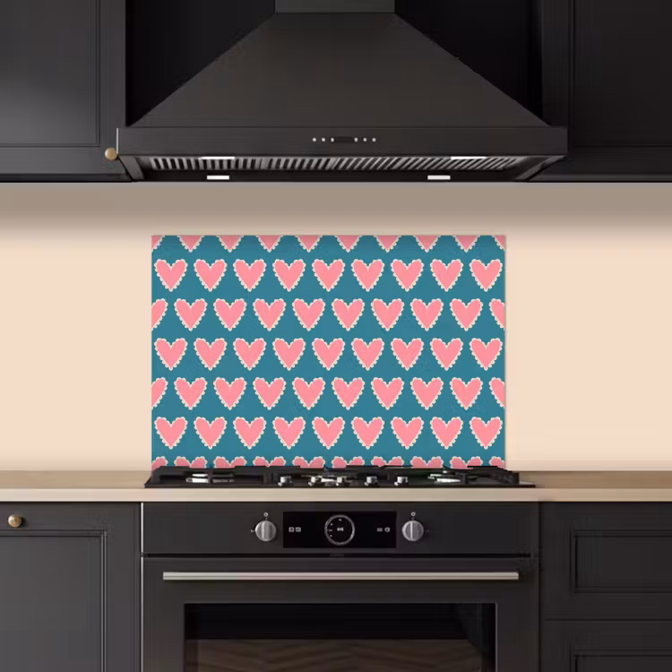 Kitchen splashback for hob - Retro - Hearts - Pattern — 5