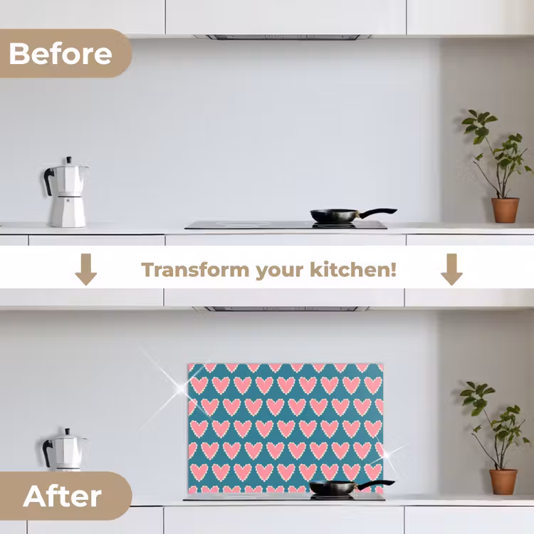 Kitchen splashback for hob - Retro - Hearts - Pattern — 7