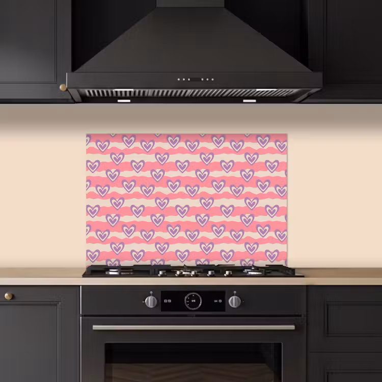 Kitchen splashback for hob - Waves - Pattern - Hearts - Retro — 5