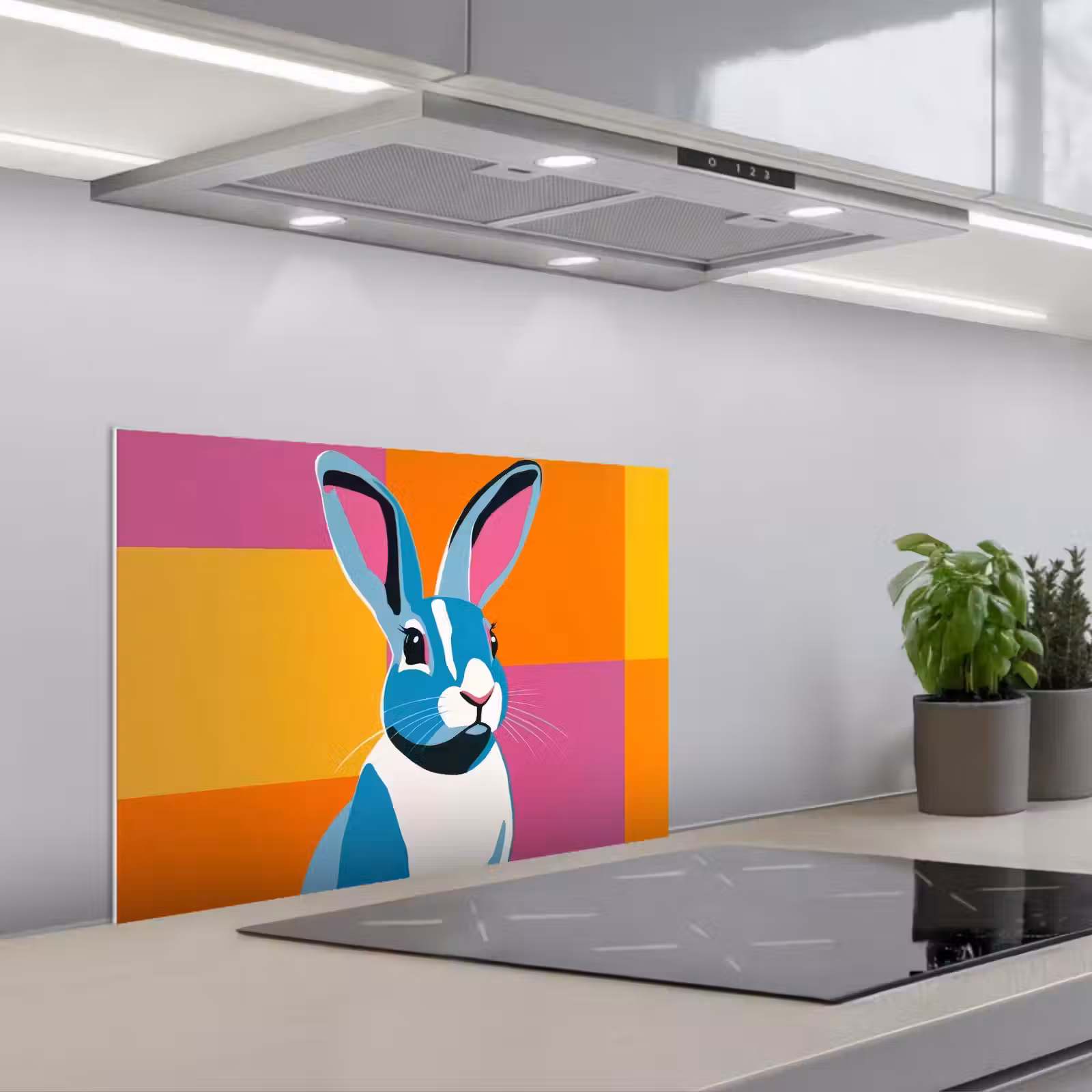Kitchen splashback for hob - Hare - Coloring pockets - Ears - Pink — 1