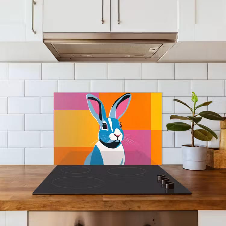 Kitchen splashback for hob - Hare - Coloring pockets - Ears - Pink — 3