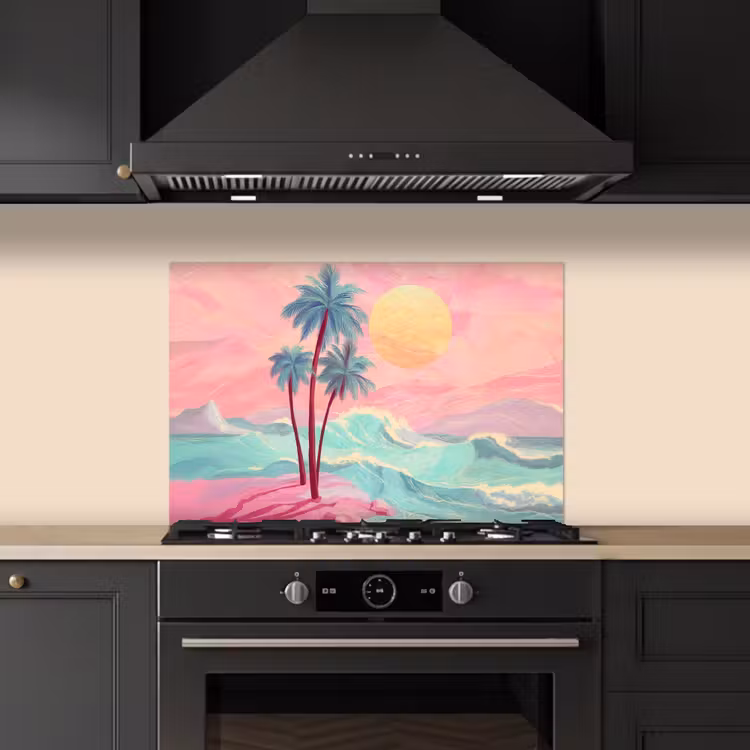 Kitchen splashback for hob - Palm trees - Waves - Sea — 5