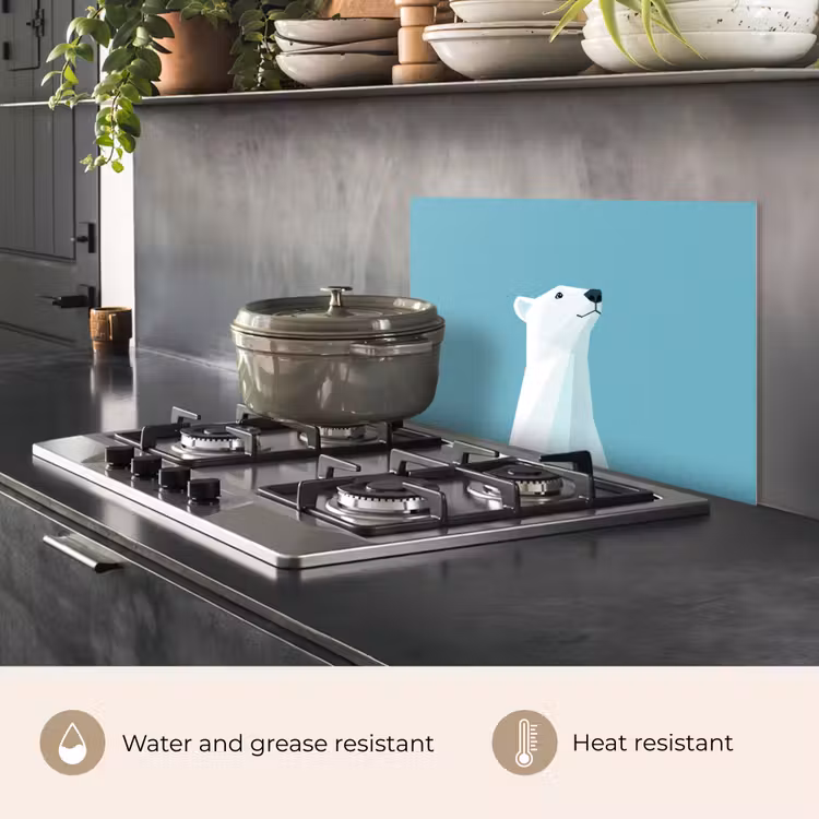 Kitchen splashback for hob - Polar bear - Light blue - Minimalist — 2