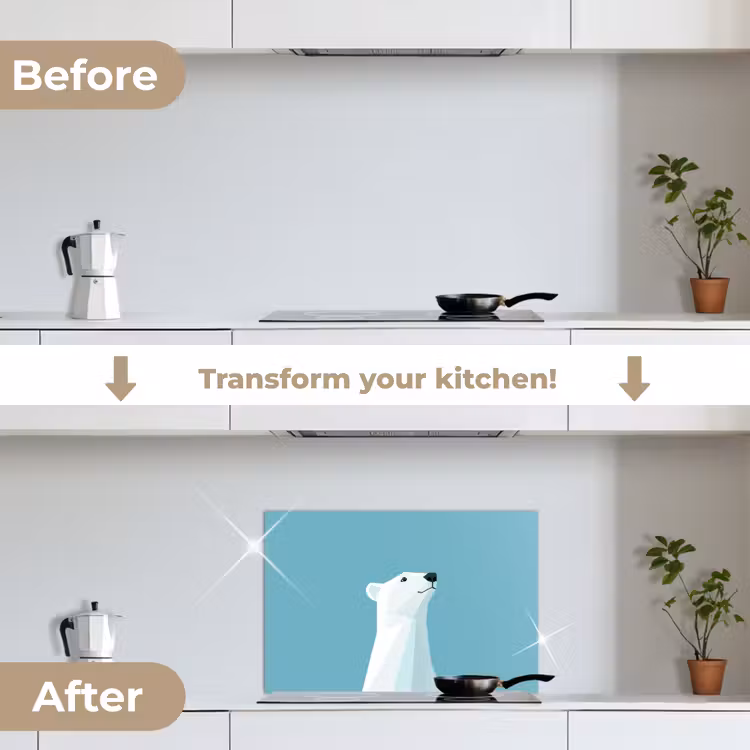 Kitchen splashback for hob - Polar bear - Light blue - Minimalist — 7