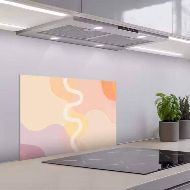 Kitchen splashback for hob - Wavy shapes - Abstract - pastel — 1