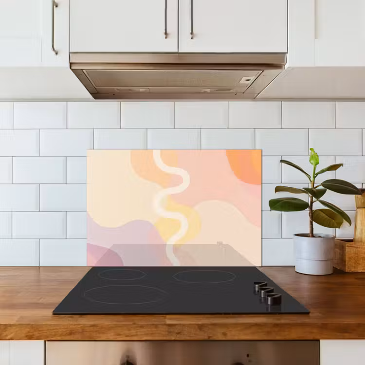 Kitchen splashback for hob - Wavy shapes - Abstract - pastel — 3
