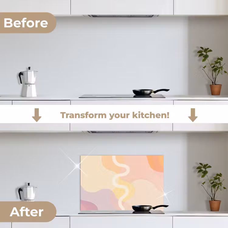 Kitchen splashback for hob - Wavy shapes - Abstract - pastel — 7