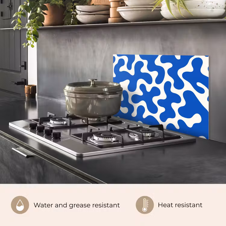 Kitchen splashback for hob - Shapes - Abstract - Blue - Waves — 2