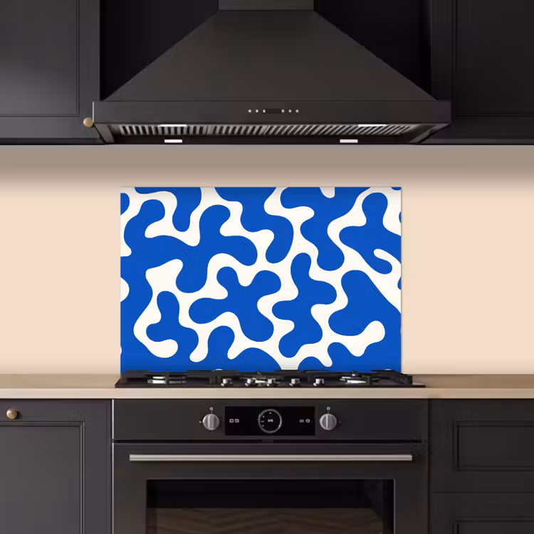 Kitchen splashback for hob - Shapes - Abstract - Blue - Waves — 5