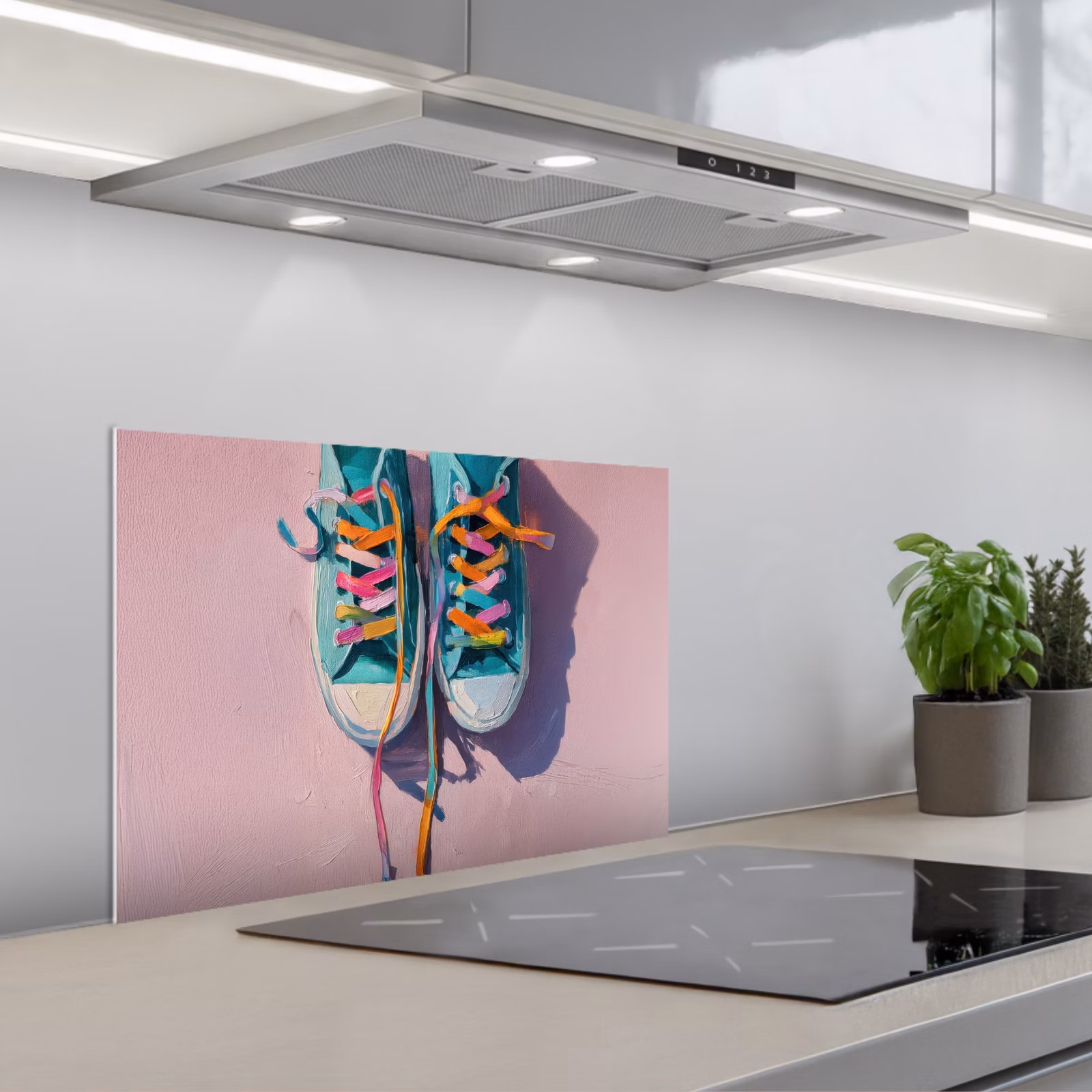 Kitchen splashback for hob - Sneakers - Laces - Colorful - Shade — 1