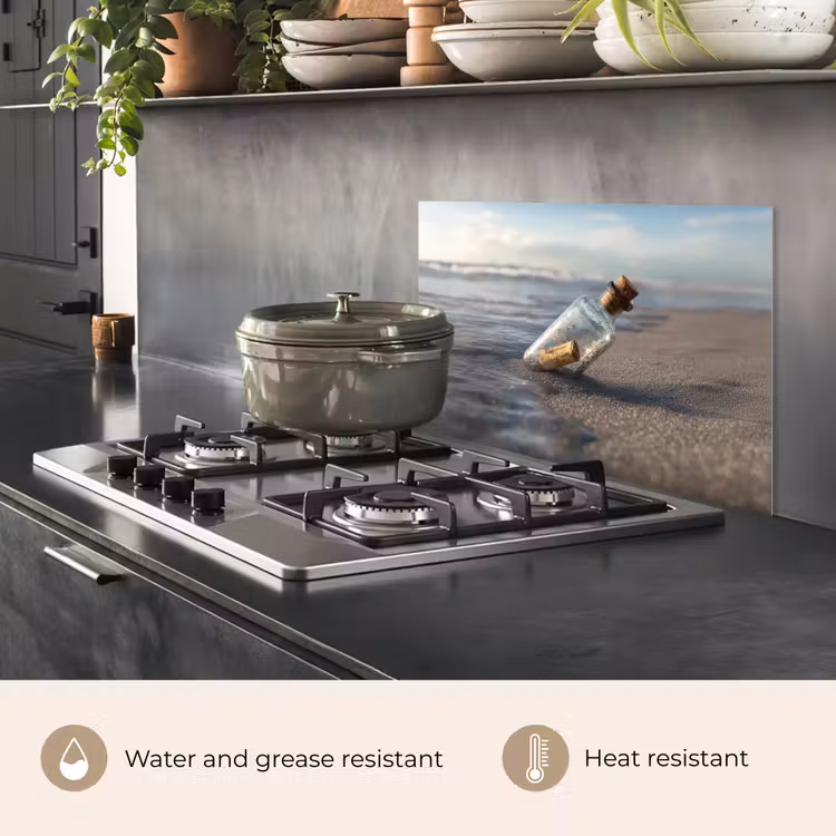 Kitchen splashback for hob - Glass bottle - Post - Sea - Sand — 2