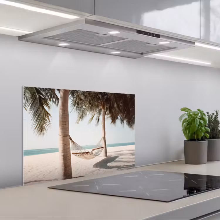 Kitchen splashback for hob - Hammock - Palm trees - Beach - Sea — 1