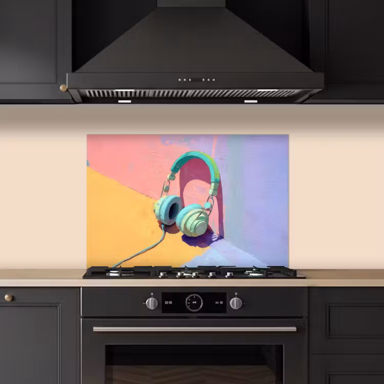 Kitchen splashback for hob - Headphones - Mint Green - Wire — 5