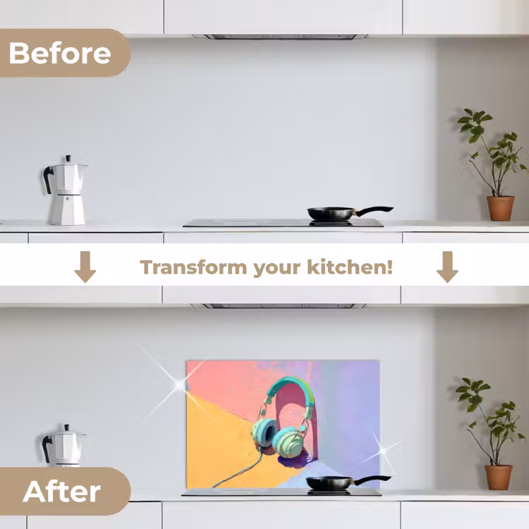 Kitchen splashback for hob - Headphones - Mint Green - Wire — 7