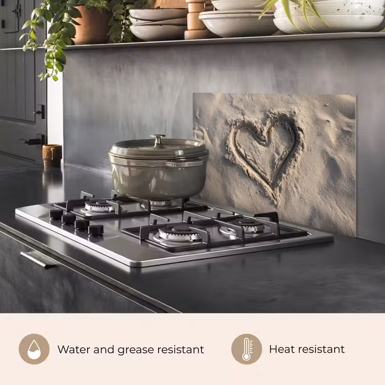 Kitchen splashback for hob - Heart shape - Signed - Beige - Sand — 2