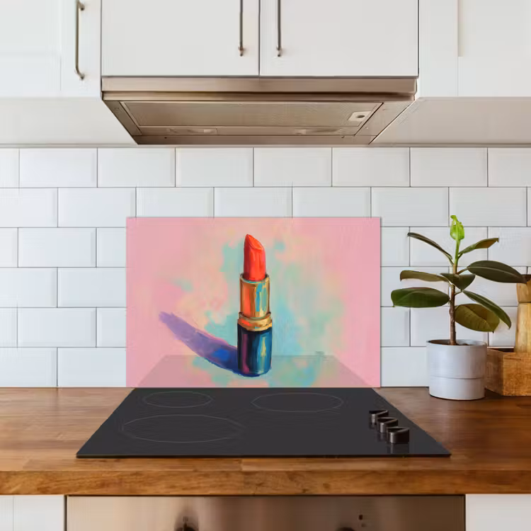 Kitchen splashback for hob - Lipstick - Red - Brush strokes — 3