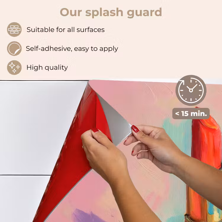 Kitchen splashback for hob - Lipstick - Red - Brush strokes — 4