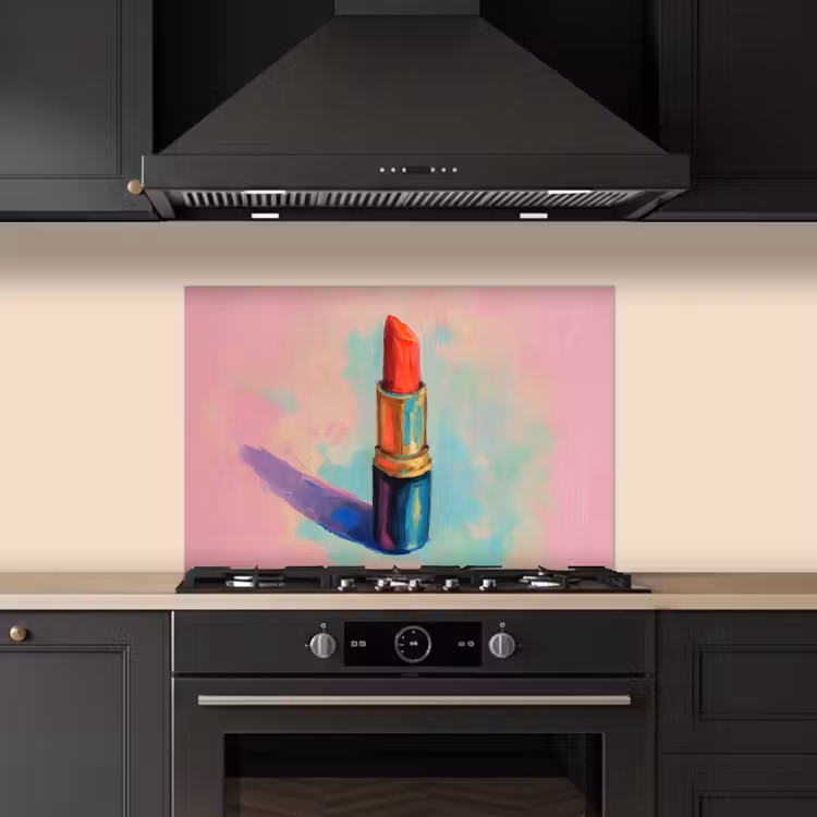 Kitchen splashback for hob - Lipstick - Red - Brush strokes — 5