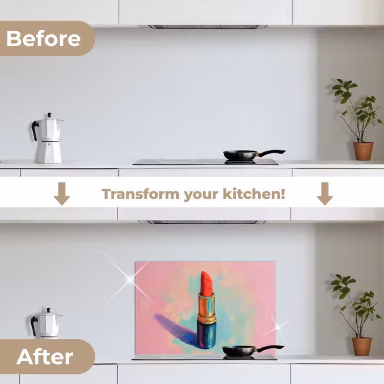 Kitchen splashback for hob - Lipstick - Red - Brush strokes — 7