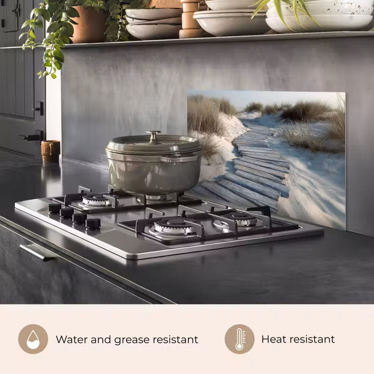 Kitchen splashback for hob - Path - Shelves - Dunes - Grass — 2