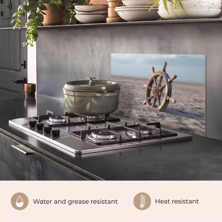 Kitchen splashback for hob - Ship's handlebar - Wood - Brown - Sand — 2