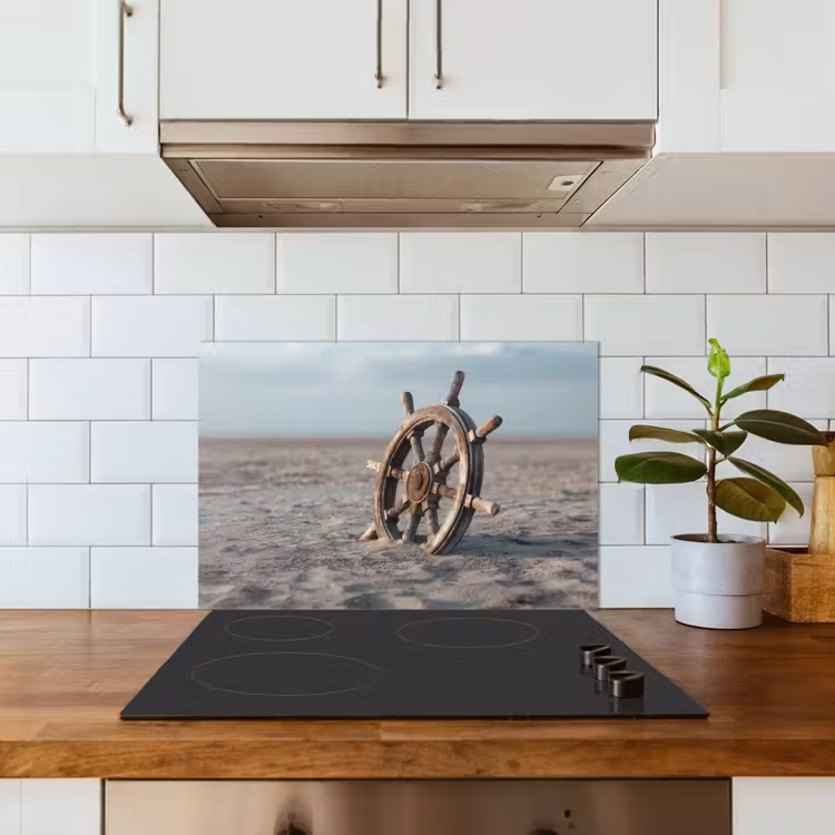 Kitchen splashback for hob - Ship's handlebar - Wood - Brown - Sand — 3