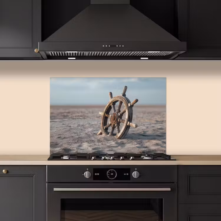 Kitchen splashback for hob - Ship's handlebar - Wood - Brown - Sand — 5