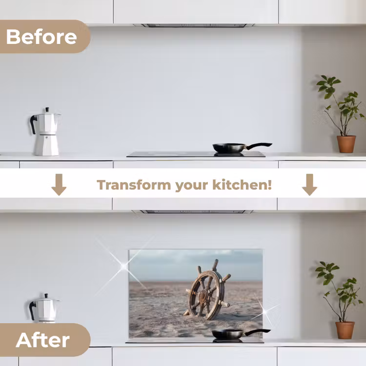 Kitchen splashback for hob - Ship's handlebar - Wood - Brown - Sand — 7