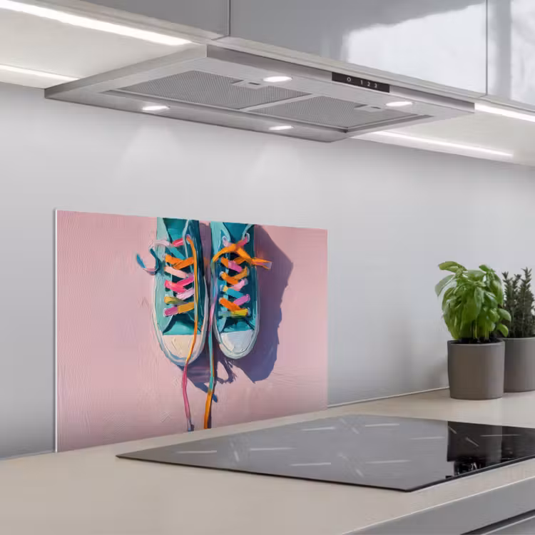 Kitchen splashback for hob - Sneakers - Laces - Colorful - Shade — 1