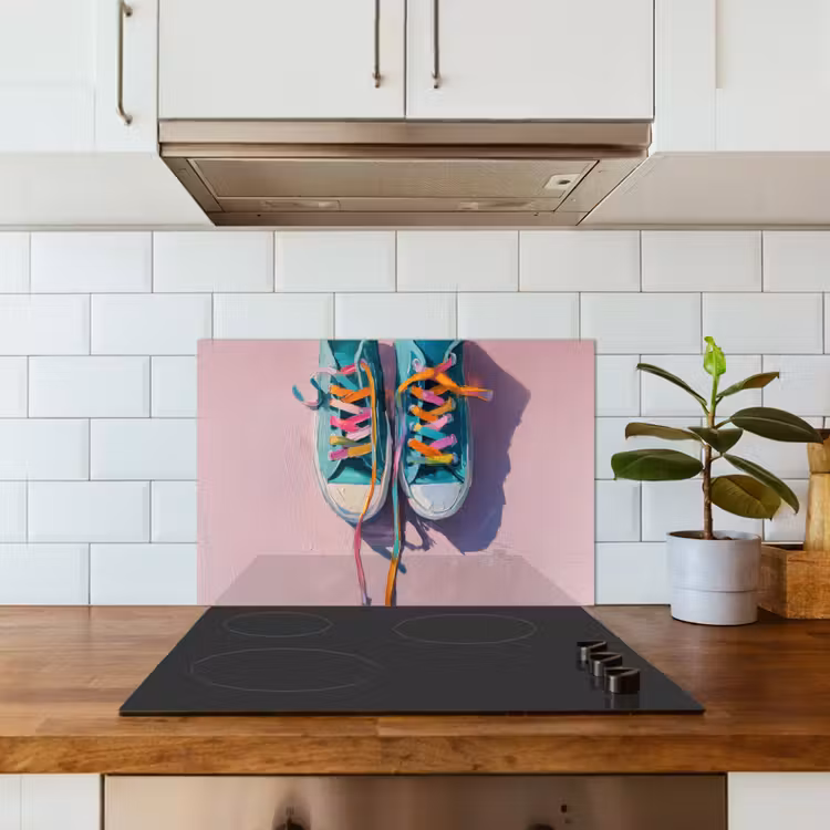 Kitchen splashback for hob - Sneakers - Laces - Colorful - Shade — 3