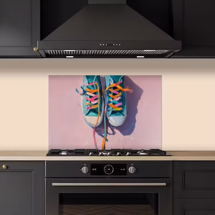 Kitchen splashback for hob - Sneakers - Laces - Colorful - Shade — 5