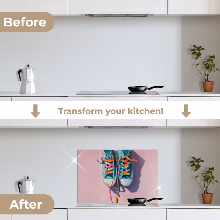 Kitchen splashback for hob - Sneakers - Laces - Colorful - Shade — 7