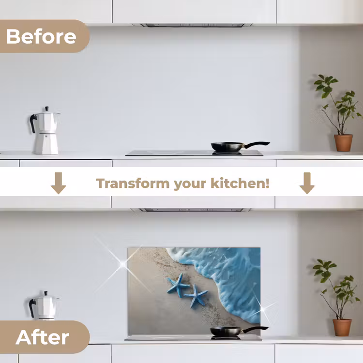 Kitchen splashback for hob - Starfish - Sand - Sea - Blue — 7