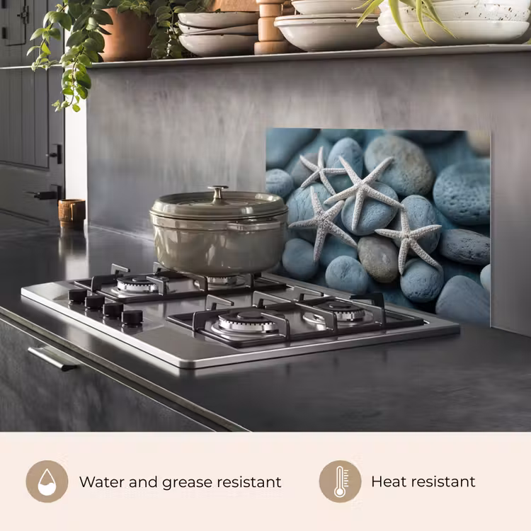 Kitchen splashback for hob - Starfish - Stones - White — 2