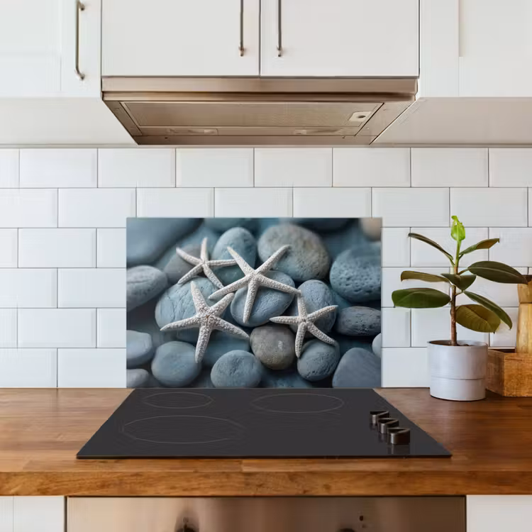 Kitchen splashback for hob - Starfish - Stones - White — 3