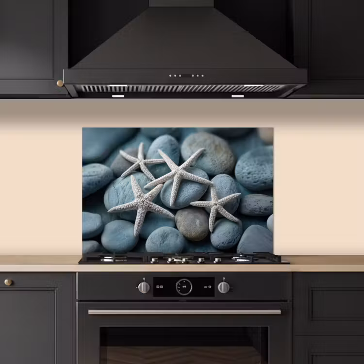 Kitchen splashback for hob - Starfish - Stones - White — 5