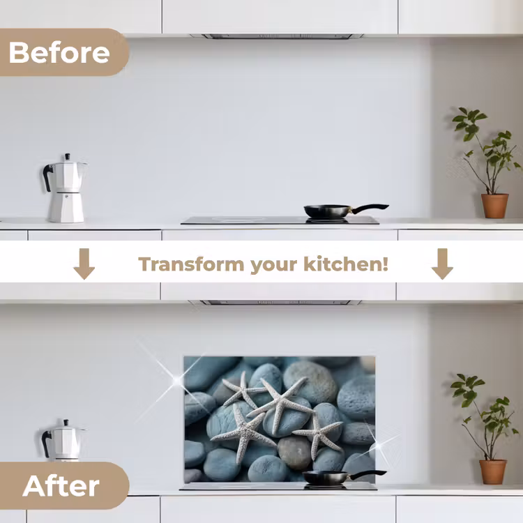 Kitchen splashback for hob - Starfish - Stones - White — 7