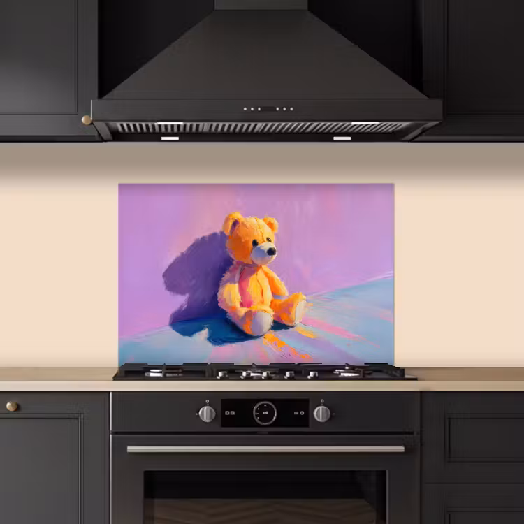 Kitchen splashback for hob - Teddy bear - Shadow - Brush strokes - Purple — 5