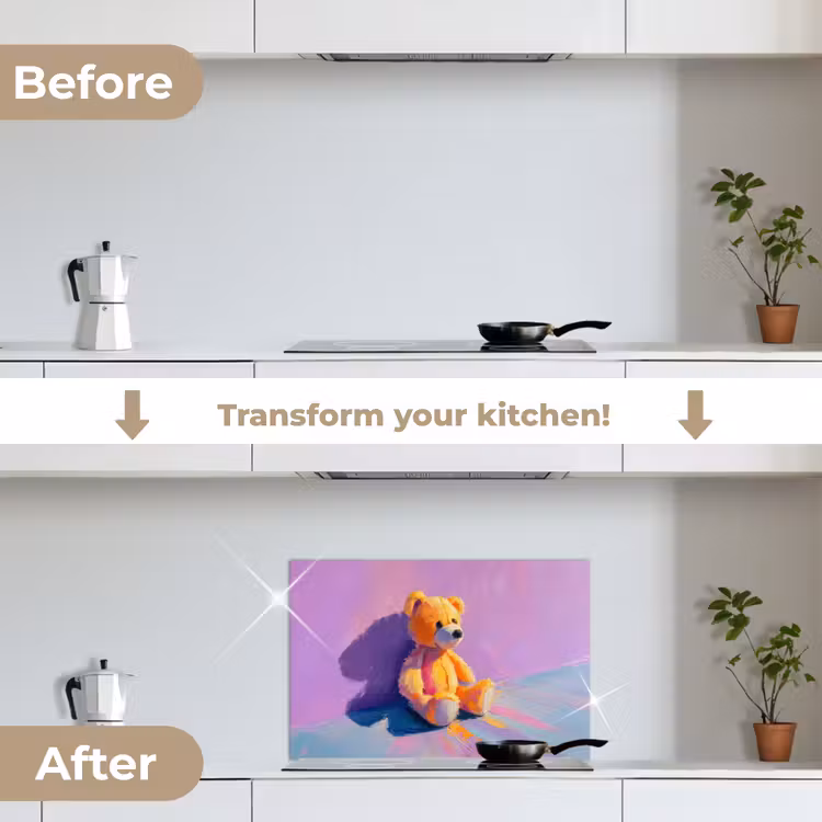 Kitchen splashback for hob - Teddy bear - Shadow - Brush strokes - Purple — 7